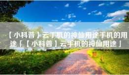 【小科普】云手机的神仙用途手机的用途「【小科普】云手机的神仙用途」