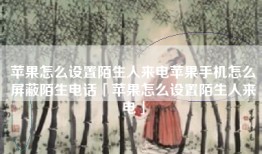 苹果怎么设置陌生人来电苹果手机怎么屏蔽陌生电话「苹果怎么设置陌生人来电」