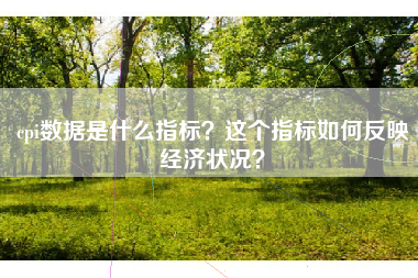 cpi数据是什么指标？这个指标如何反映经济状况？