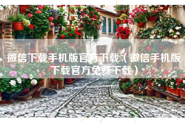 微信下载手机版官方下载（微信手机版下载官方免费下载）