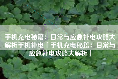 手机充电秘籍：日常与应急补电攻略大解析手机补电「手机充电秘籍：日常与应急补电攻略大解析」