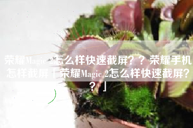 荣耀Magic 2怎么样快速截屏？？荣耀手机怎样截屏「荣耀Magic 2怎么样快速截屏？？」